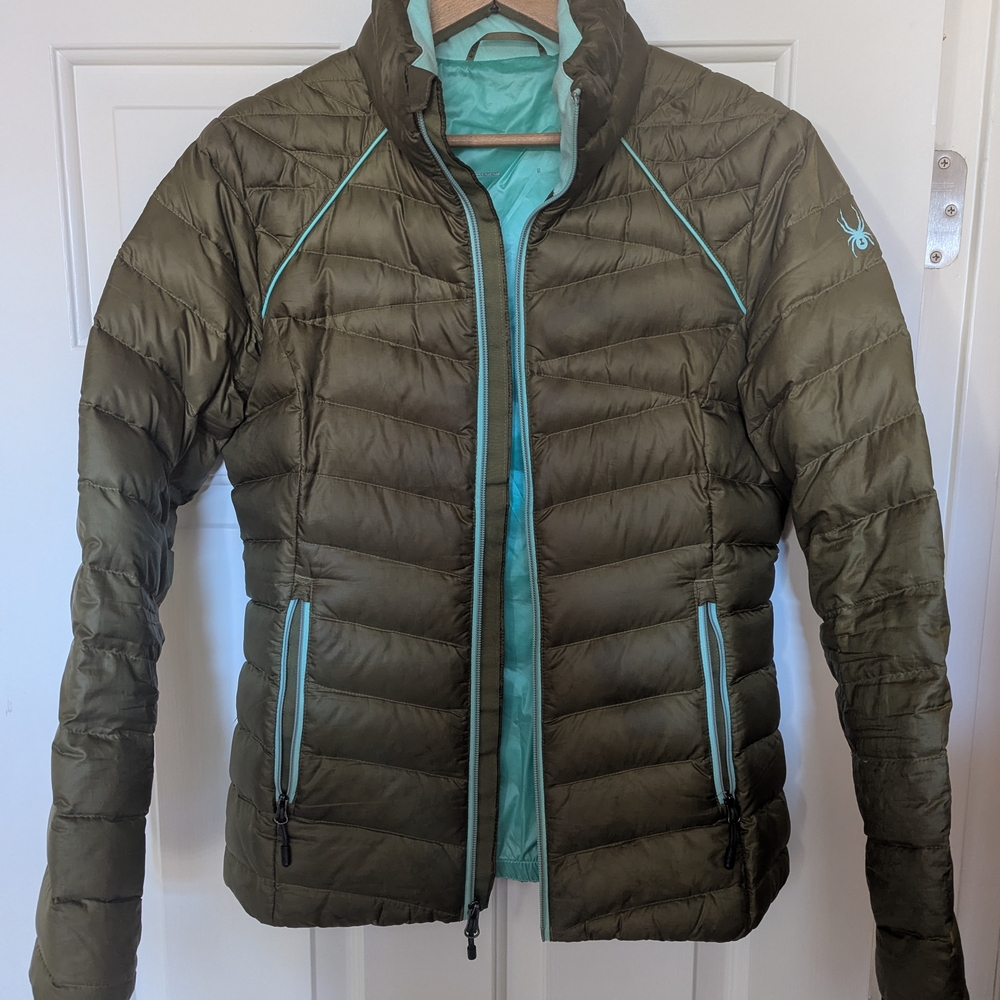 Spyder Women's Timeless Down Jacket Olive/Teal Size Small
